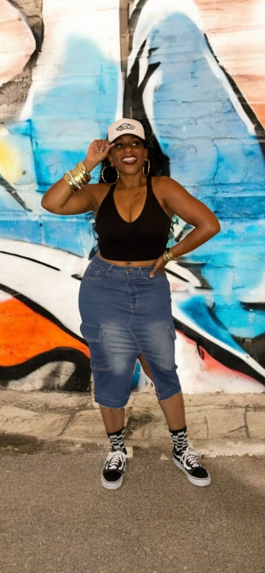 Cargo Denim Skirt