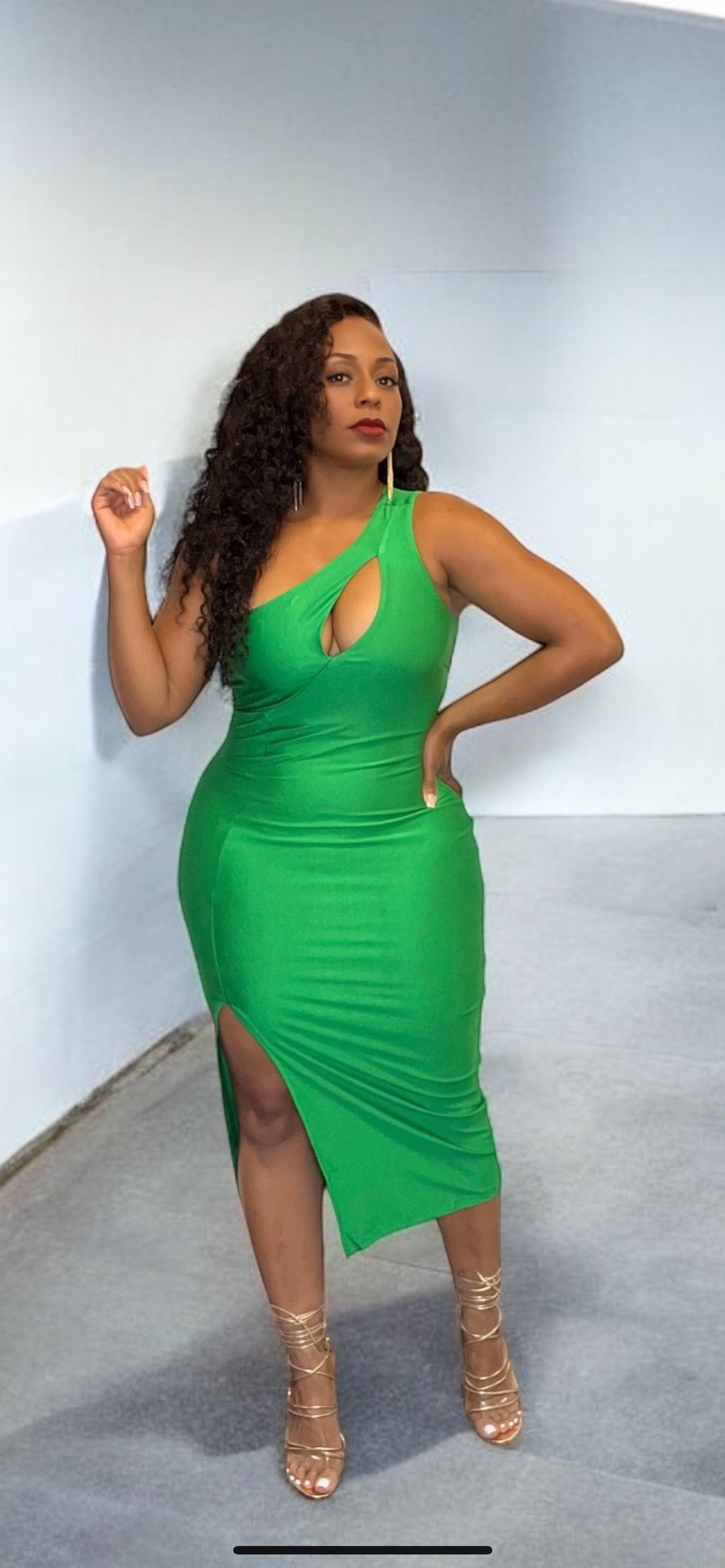 Kelly Green Slit Dress Funky Flair Boutique LLC