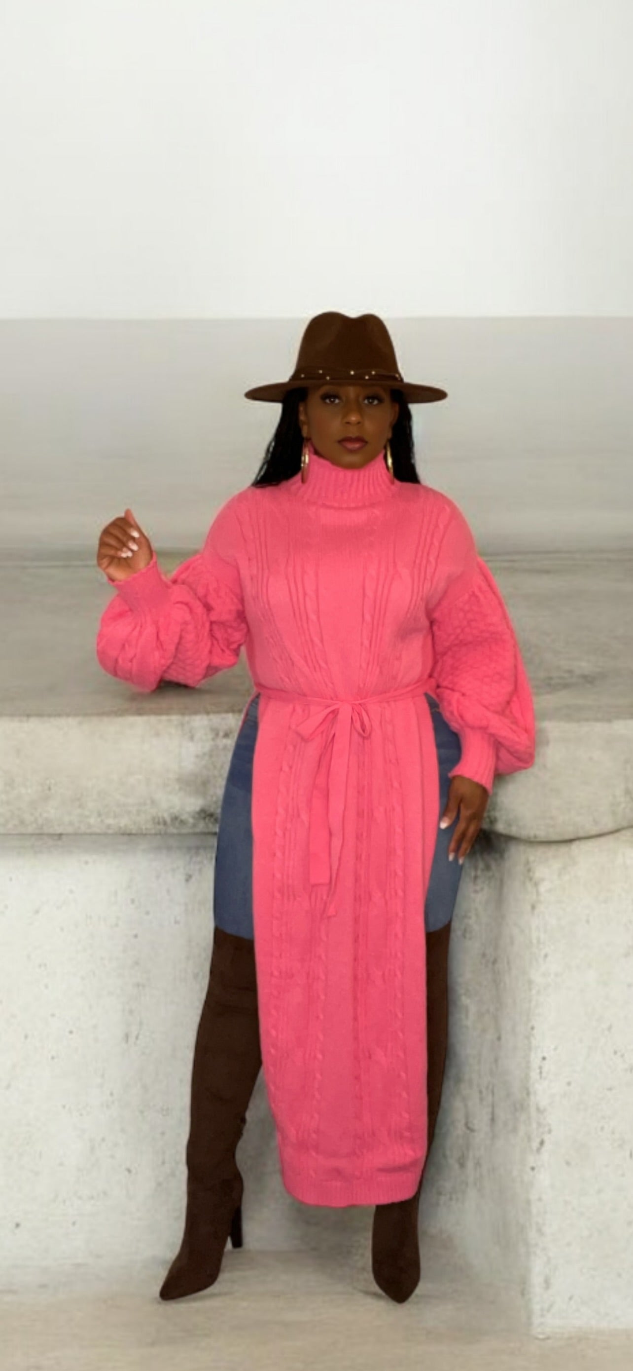Pink Sweater Tunic Top