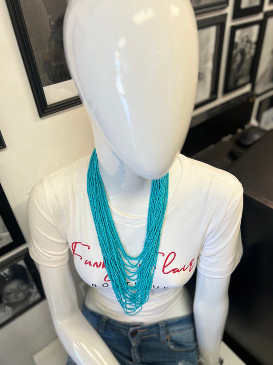 Beaded Layered Necklace (Teal)