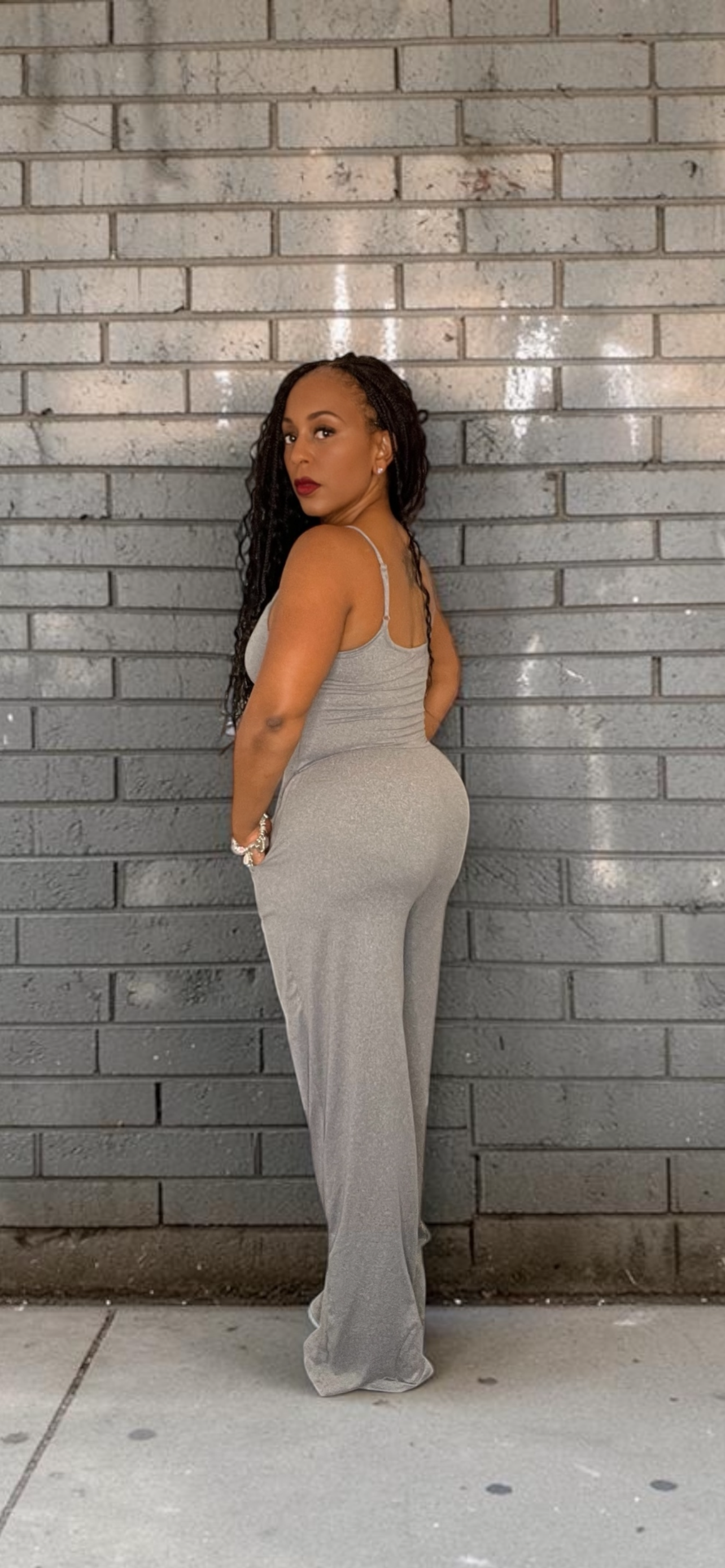Boutique Basics Jumpsuit with Straps (Gray)