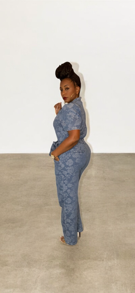 Can I Call You Rose Denim Jumpsuit