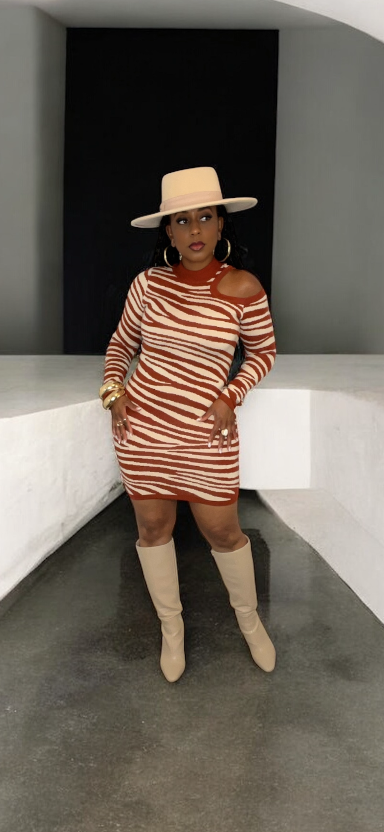 Rust Combo Sweater Dress