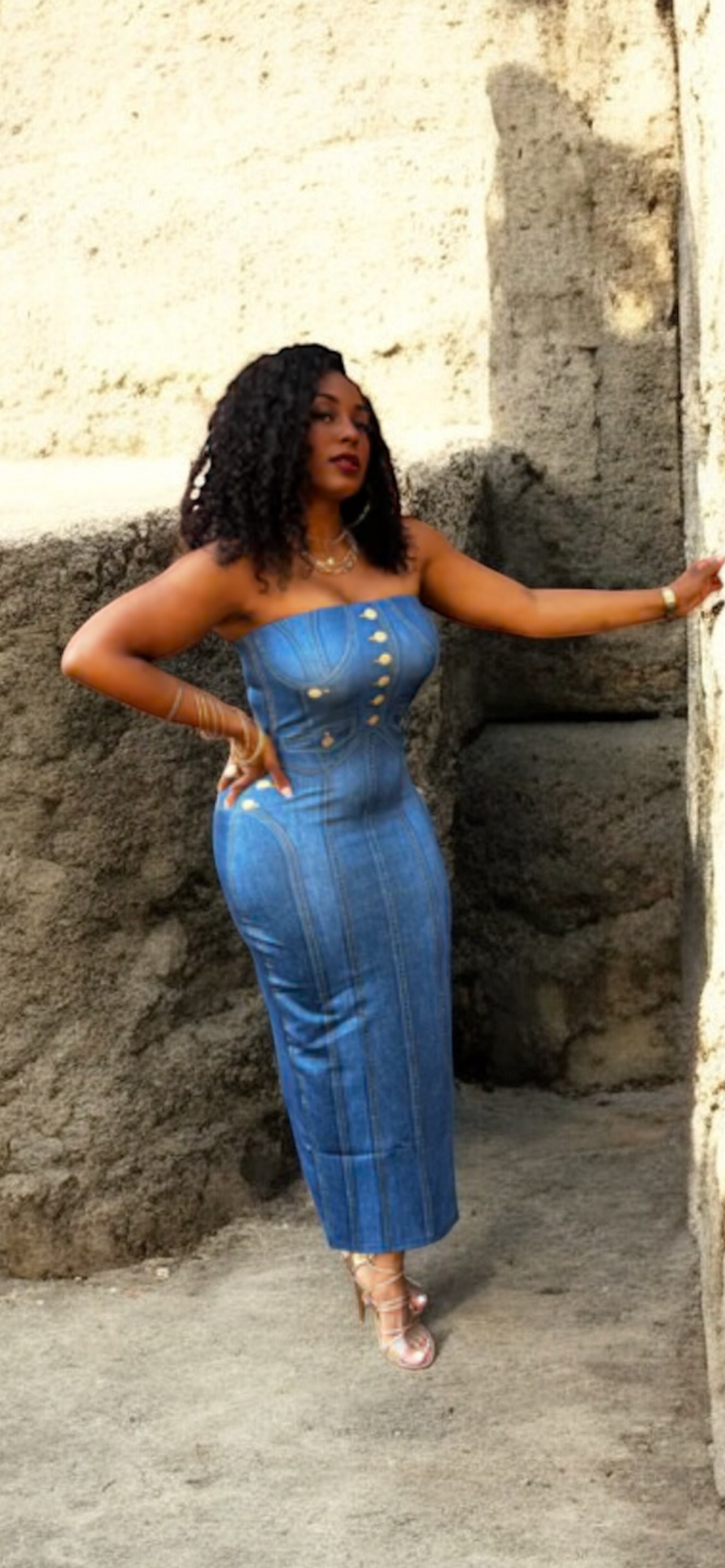 Denim Print Dolman Tube Dress