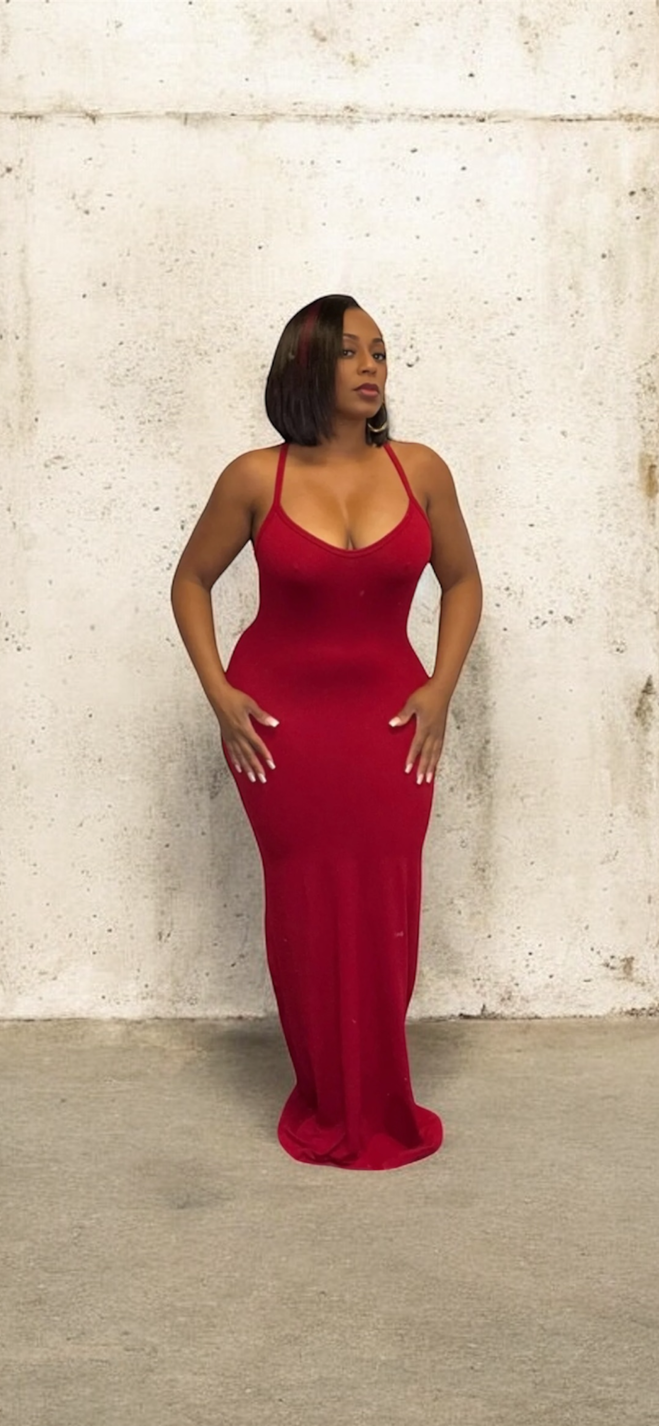 Racerback V-Neck Maxi Dress (Burgundy)