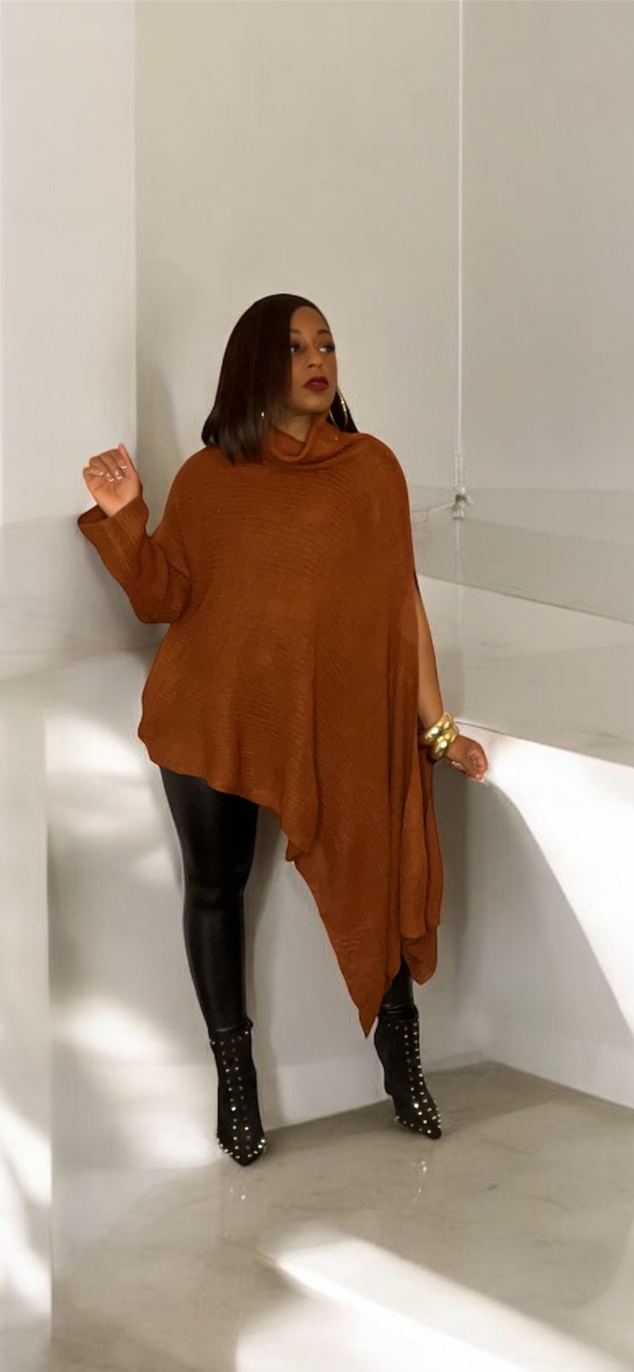 One Sleeve Cardigan (Rust-Brown)