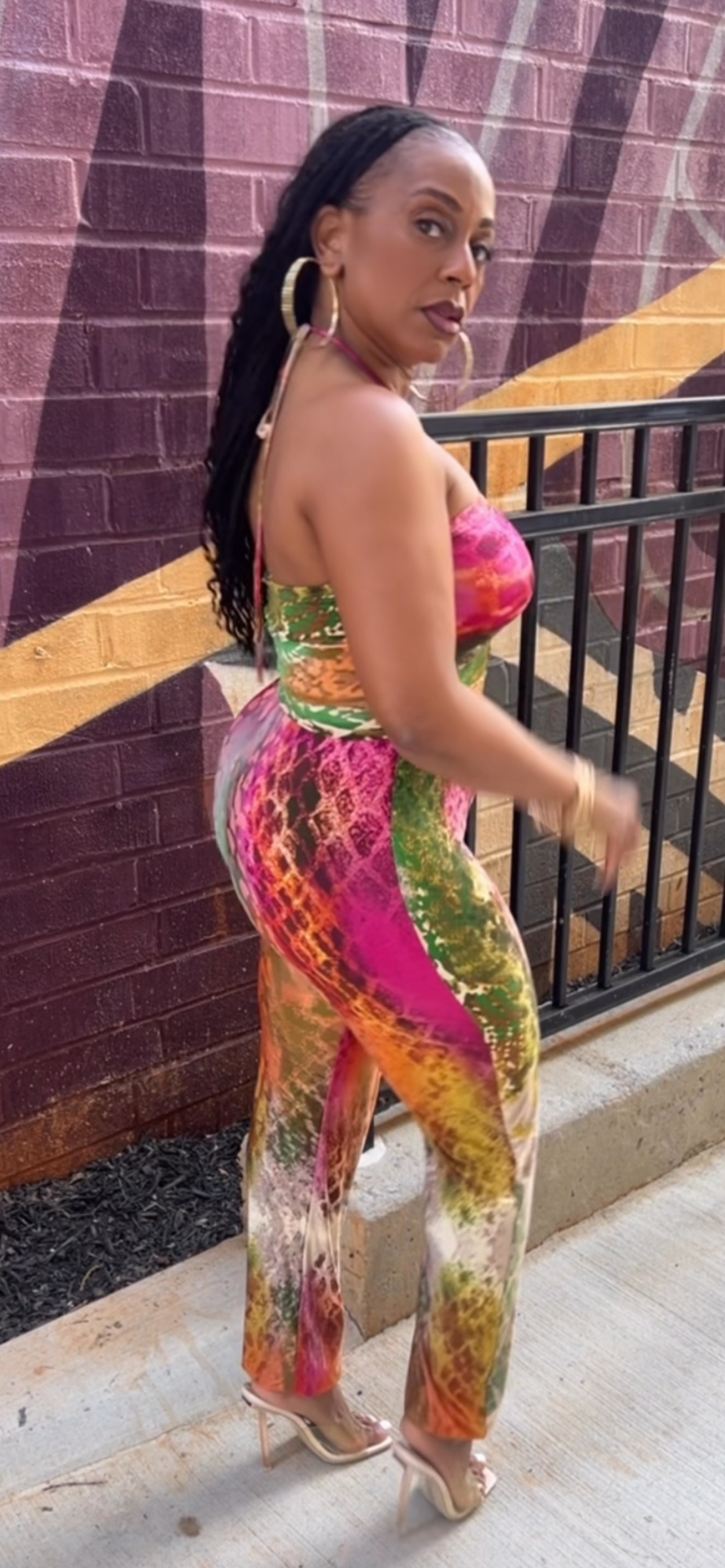 Snakeskin Print Tube Jumpsuit (Multicolor)