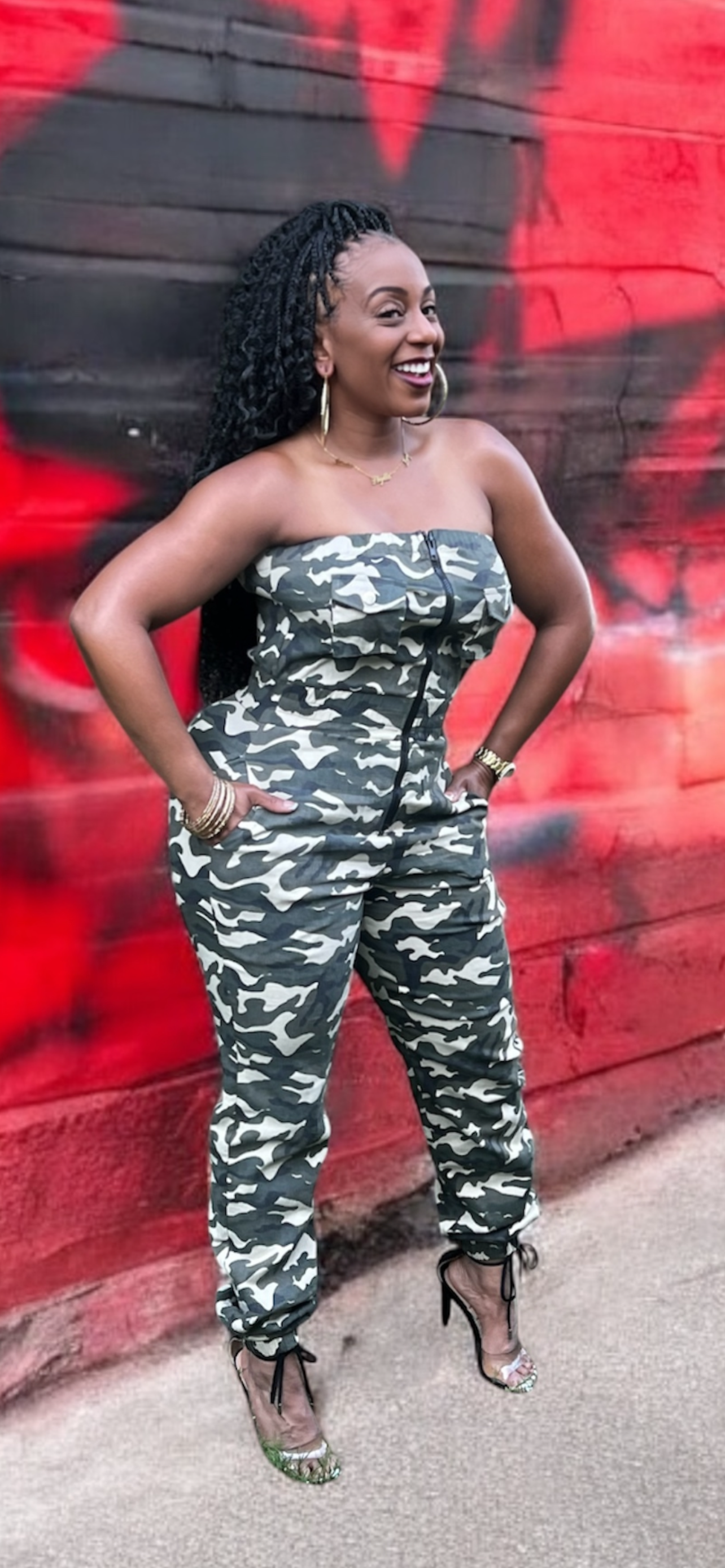 Camo Print Tube Jumpsuit