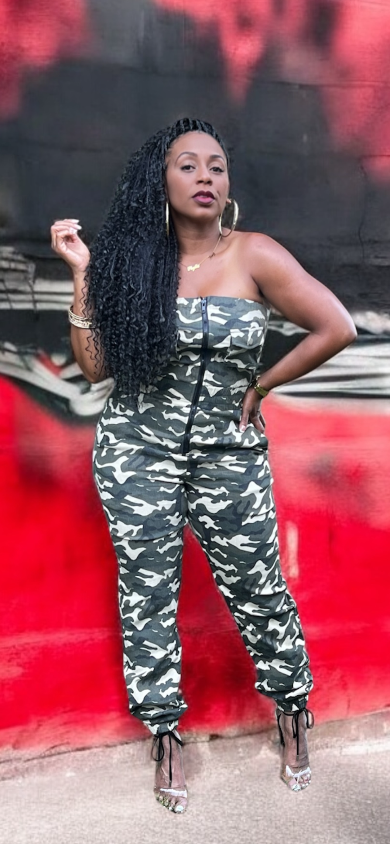 Camo Print Tube Jumpsuit