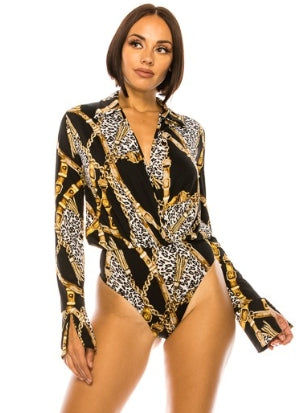 Long Sleeve Print Bodysuit
