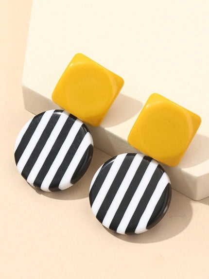 Black and White Statement Stack (with mustard earrings)