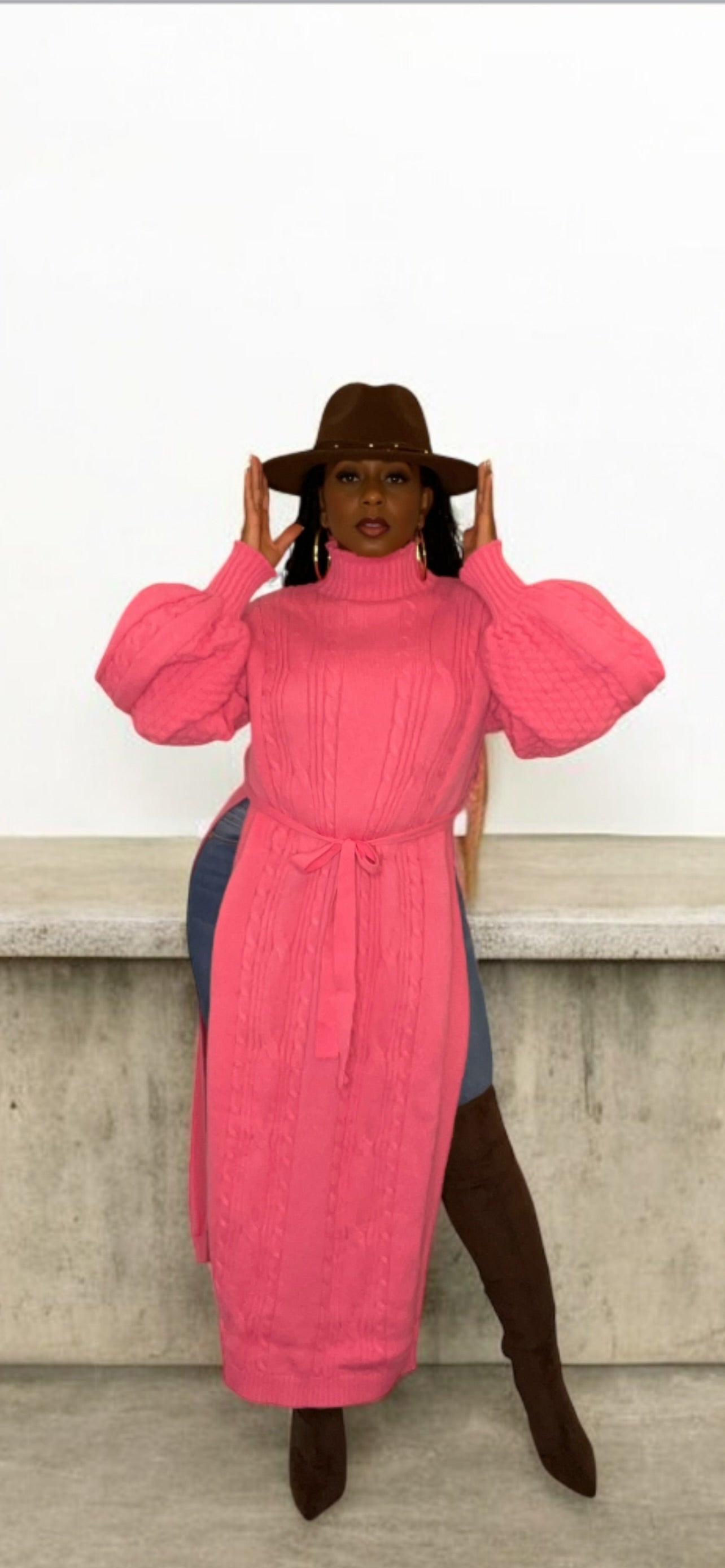 Pink Sweater Tunic Top
