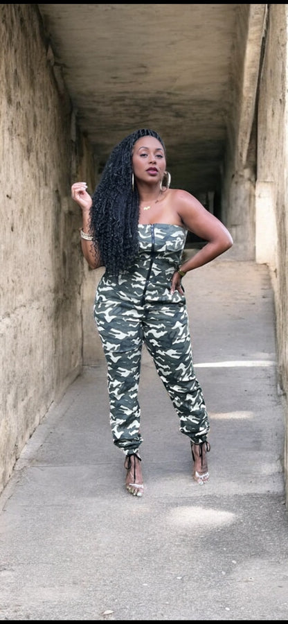 Camo Print Tube Jumpsuit