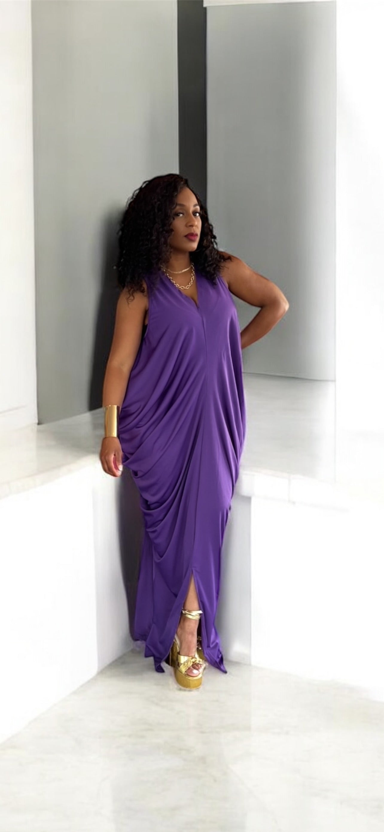 Grecian Goddess Maxi Dress (Purple)