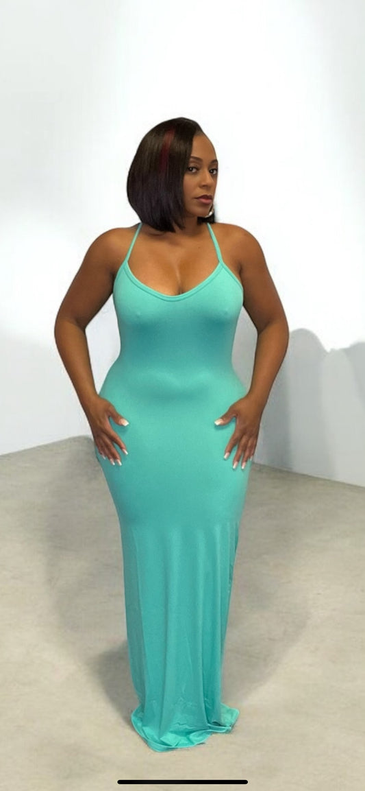 Racerback V-Neck Maxi Dress (Mint)