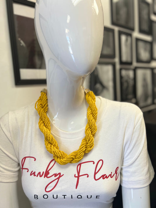 Yellow Beaded Necklace Set | Yellow Necklace| Funky Flair Boutique LLC