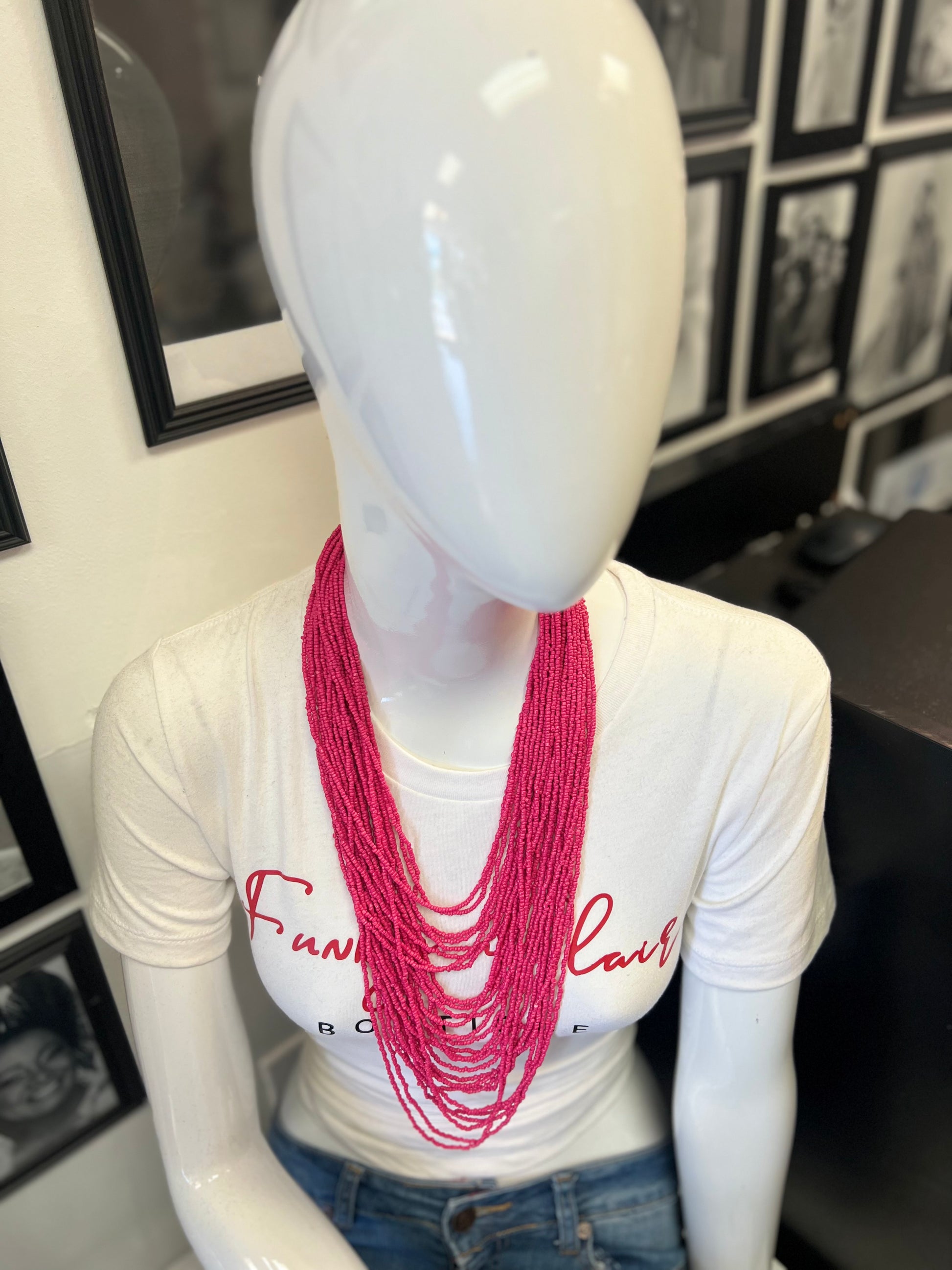 Hot Pink Bead Necklace | Hot Pink Necklace | Funky Flair Boutique LLC