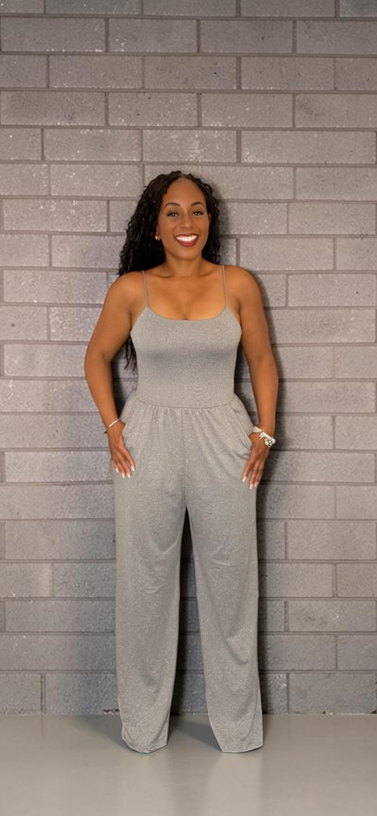 Boutique Basics Jumpsuit with Straps (Gray)