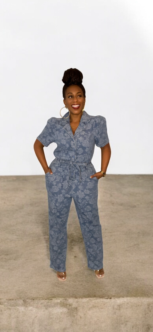 Can I Call You Rose Denim Jumpsuit