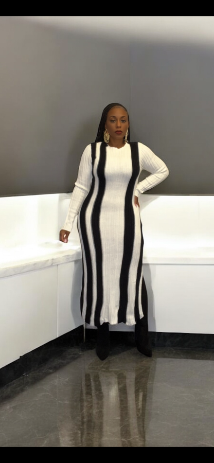 Sweater Dress (Black/Cream Mix)