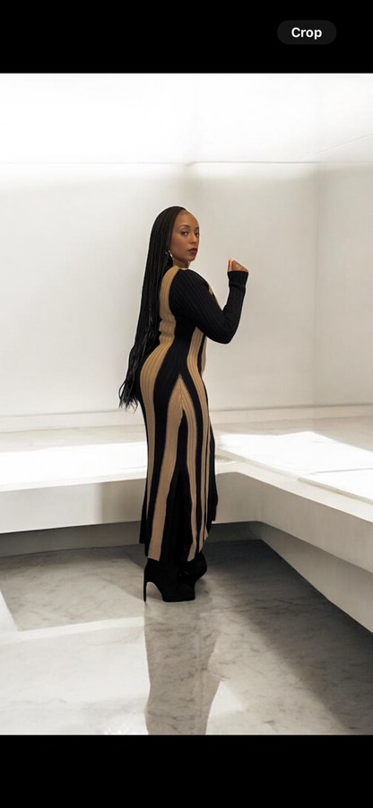Sweater Dress (Black/Camel Mix)