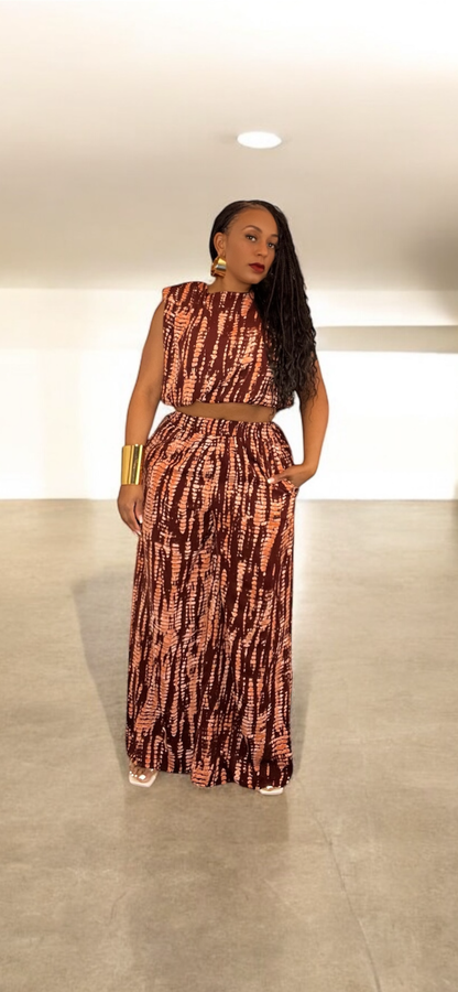 Bohemian 2-piece Pant Set (Brown)