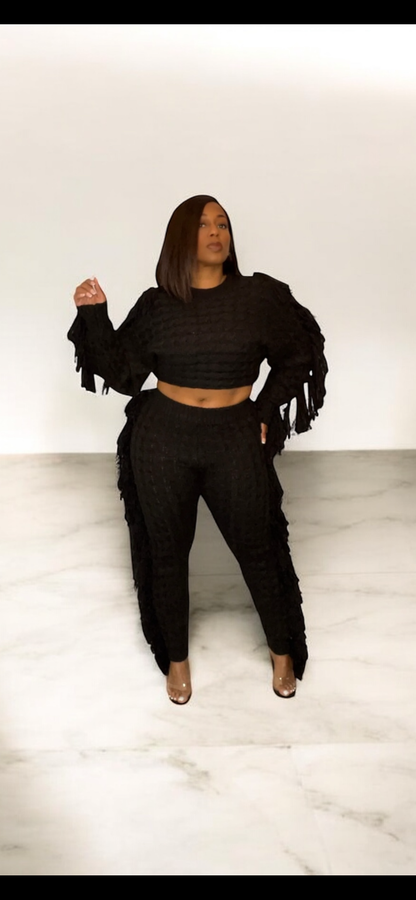 2-Piece Fringe Sweater Set