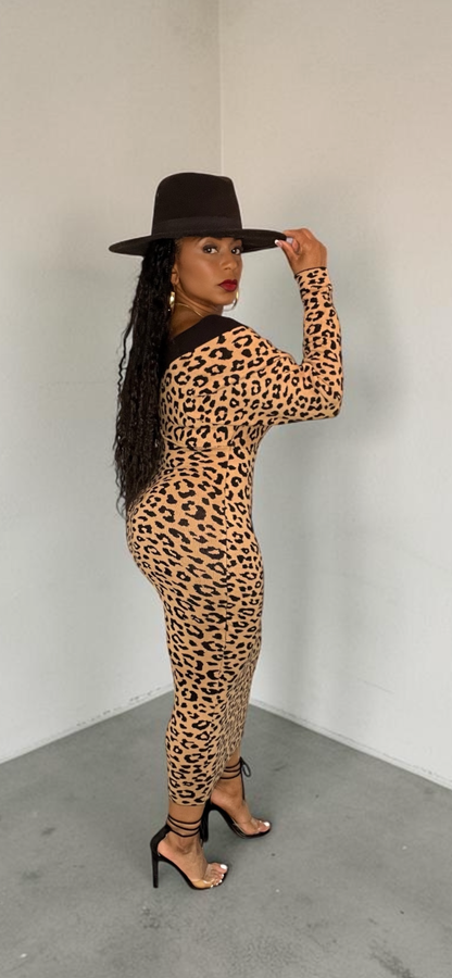 Animal Print Sweater Dress