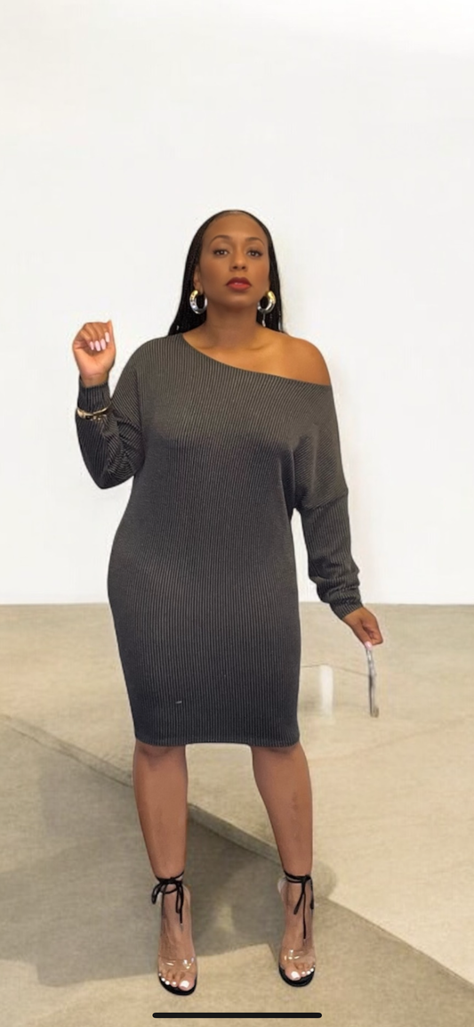 Dolman Sleeve Dress (Charcoal)