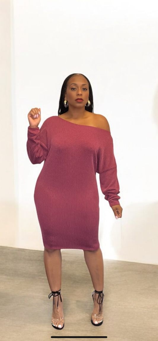 Dolman Sleeve Dress (Wine)