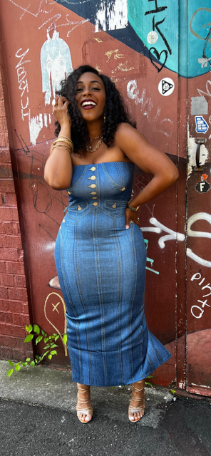 Denim Print Dolman Tube Dress