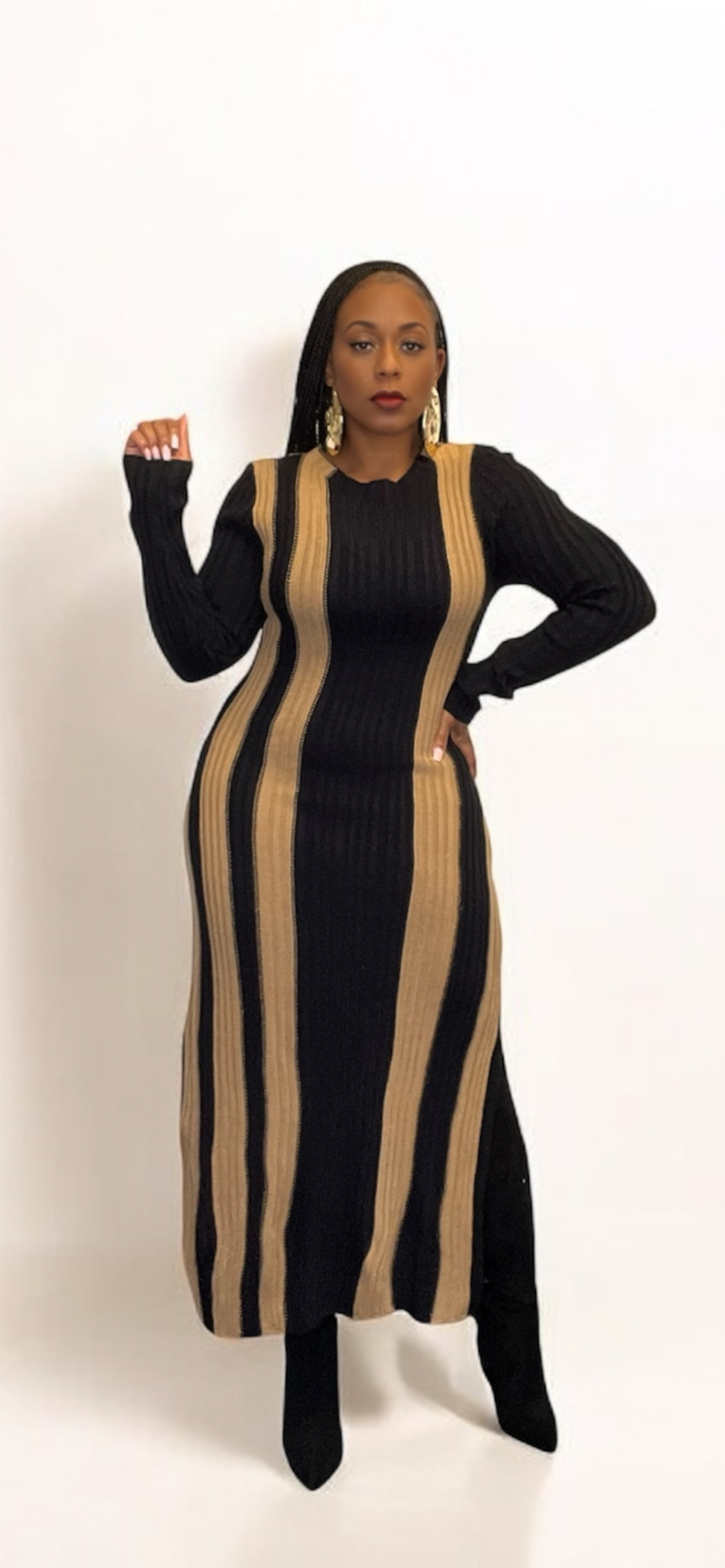 Sweater Dress (Black/Camel Mix)