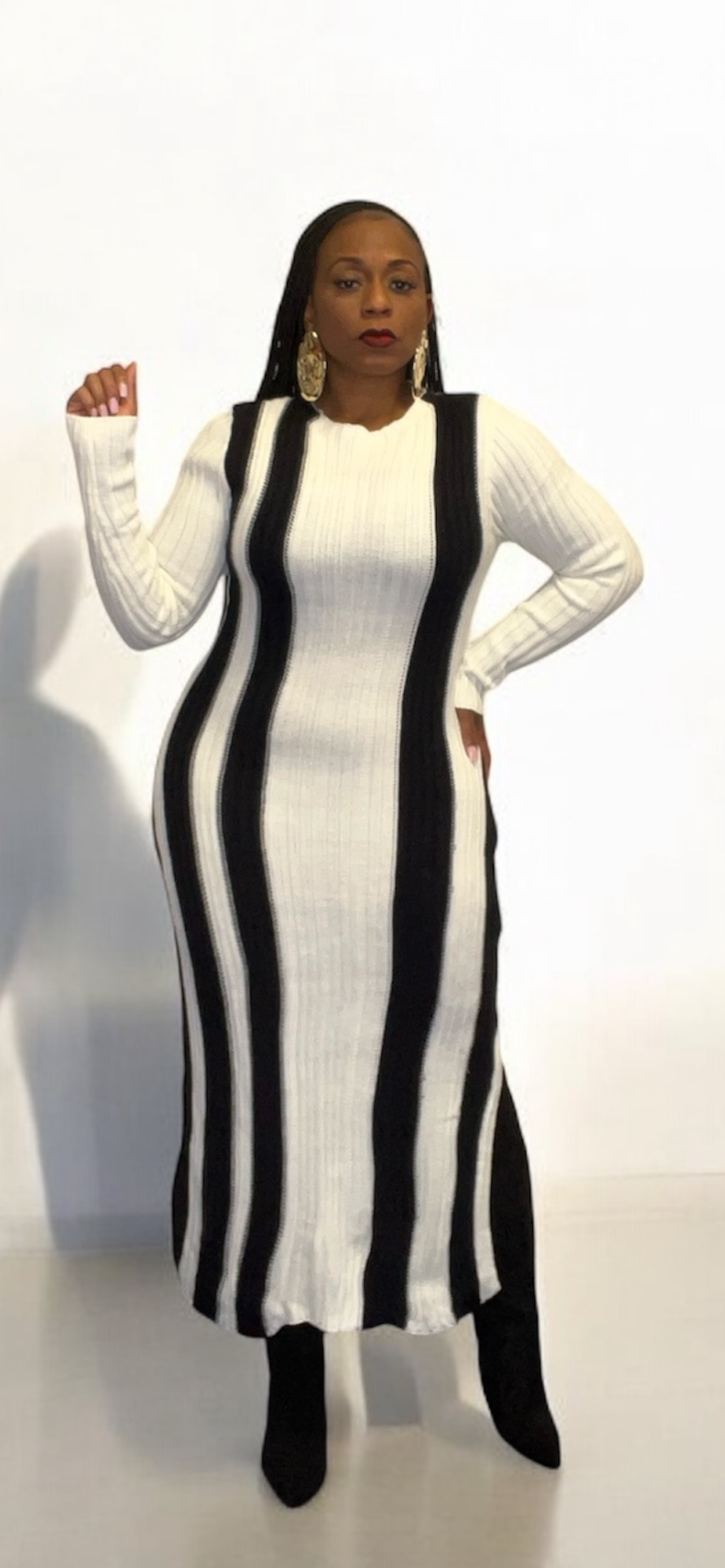 Sweater Dress (Black/Cream Mix)