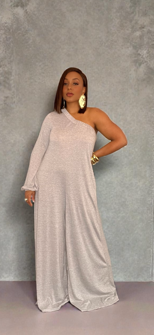 One Shoulder Jumpsuit (Gray)