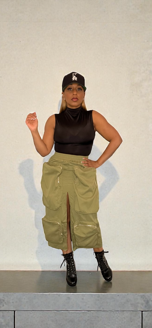 Zipper Pocket Cargo Skirt