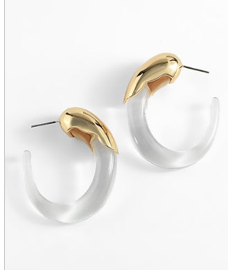 Metal & Ice Hoops (Clear & Gold)