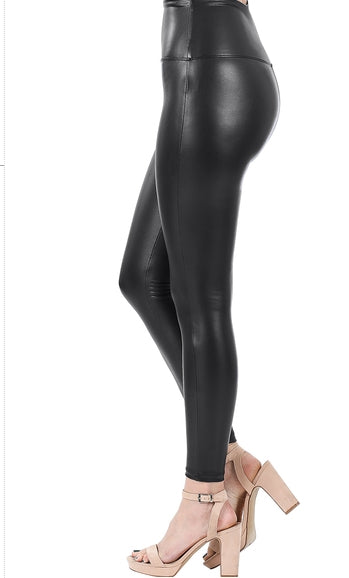 High Rise Faux Leather Leggings (Black)