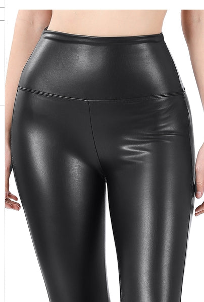 High Rise Faux Leather Leggings (Black)