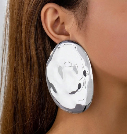 Oval Shaped Earrings (Silver)