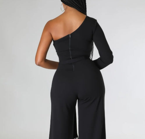 LB Jumpsuit with Feather Accent