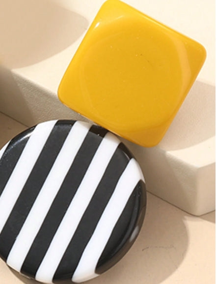 Black and White Statement Stack (with mustard earrings)