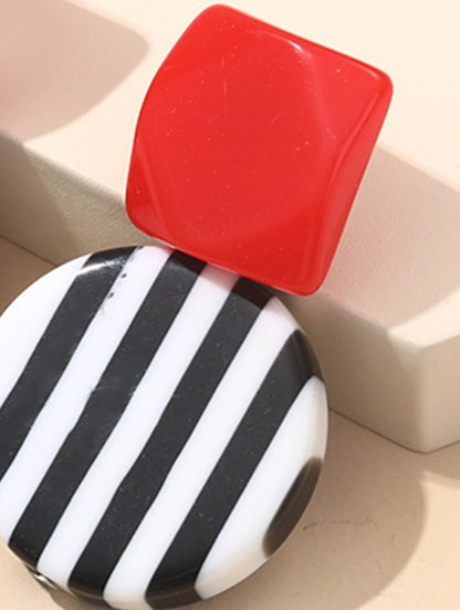 Black and White Statement Stack (with red earrings)